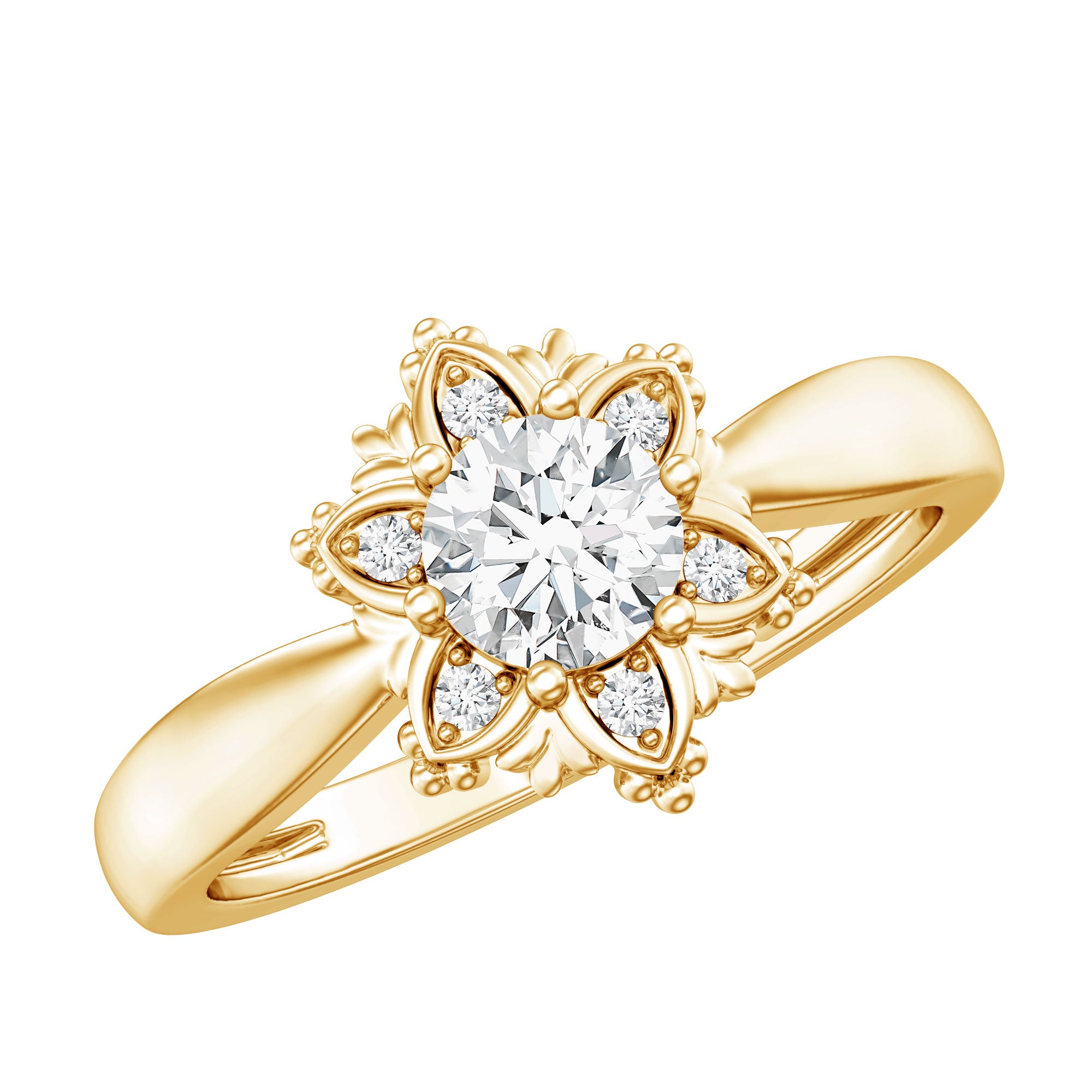 Rosec Jewels-Certified Lab Grown Diamond Floral Engagement Ring for Women