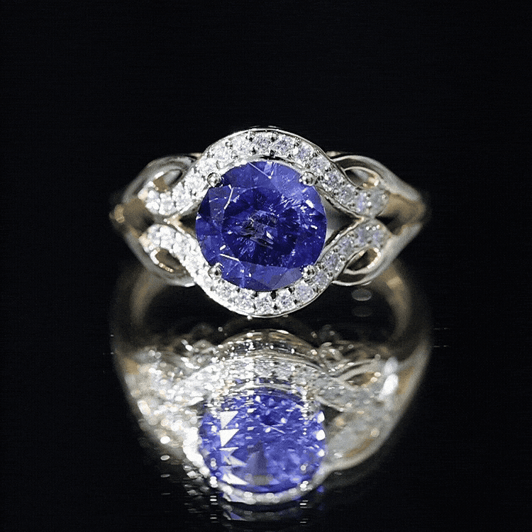 Rosec Jewels-Certified Lab Grown Blue Sapphire Antique engagement ring with Diamond