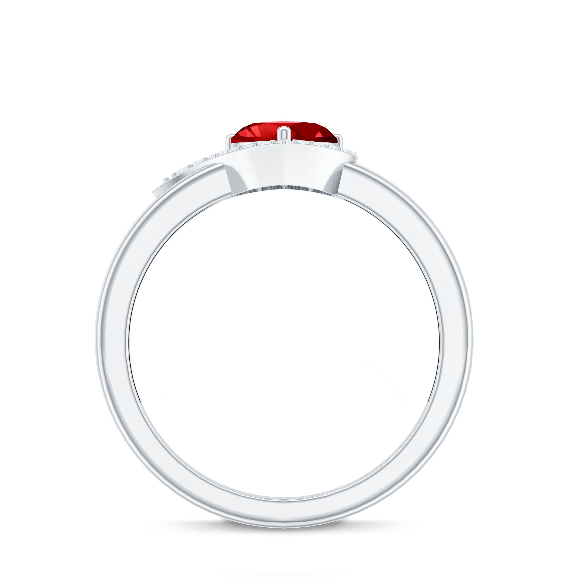 6 MM Lab Grown Ruby Heart Engagement Ring with Diamond Halo AAAA - Rosec Jewels