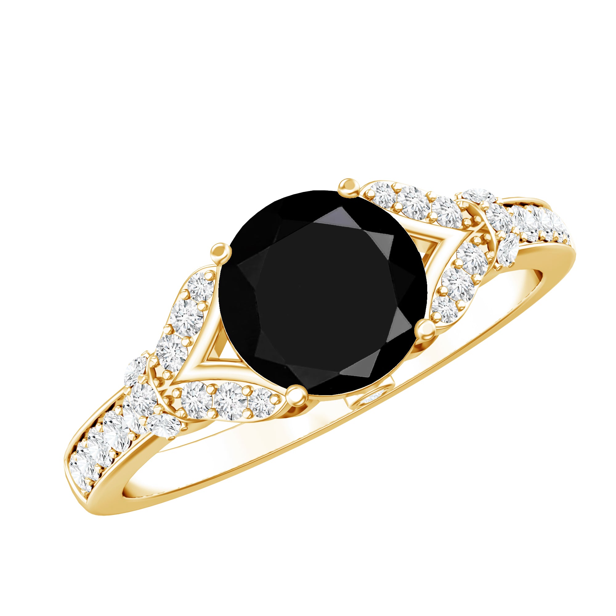 Lab Grown Black Diamond Solitaire Engagement Ring AAAA ( Synthetic ) - Rosec Jewels