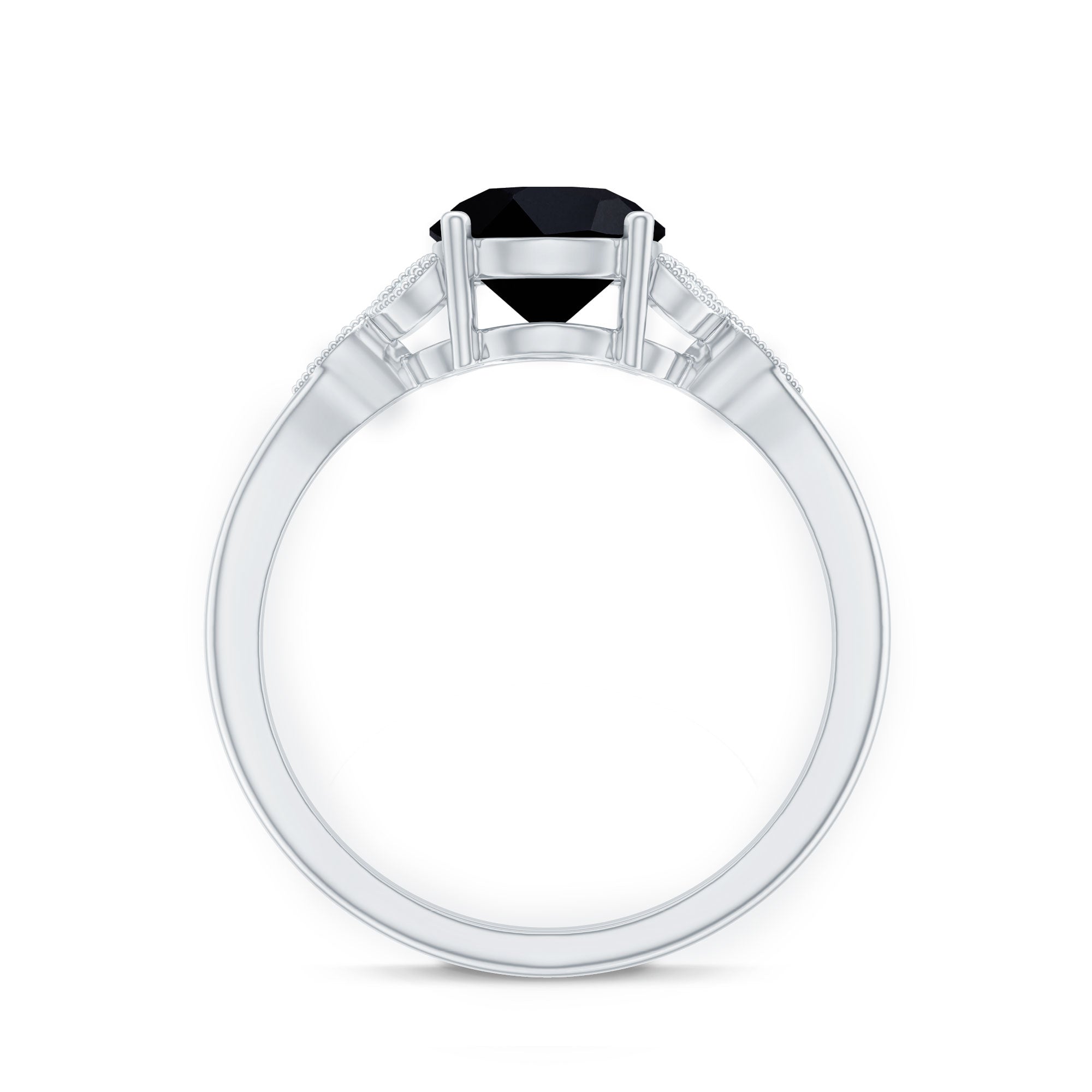 Certified 2 Carat Lab Grown Black Diamond Solitaire Engagement Ring with White Diamond AAAA ( Synthetic ) - Rosec Jewels