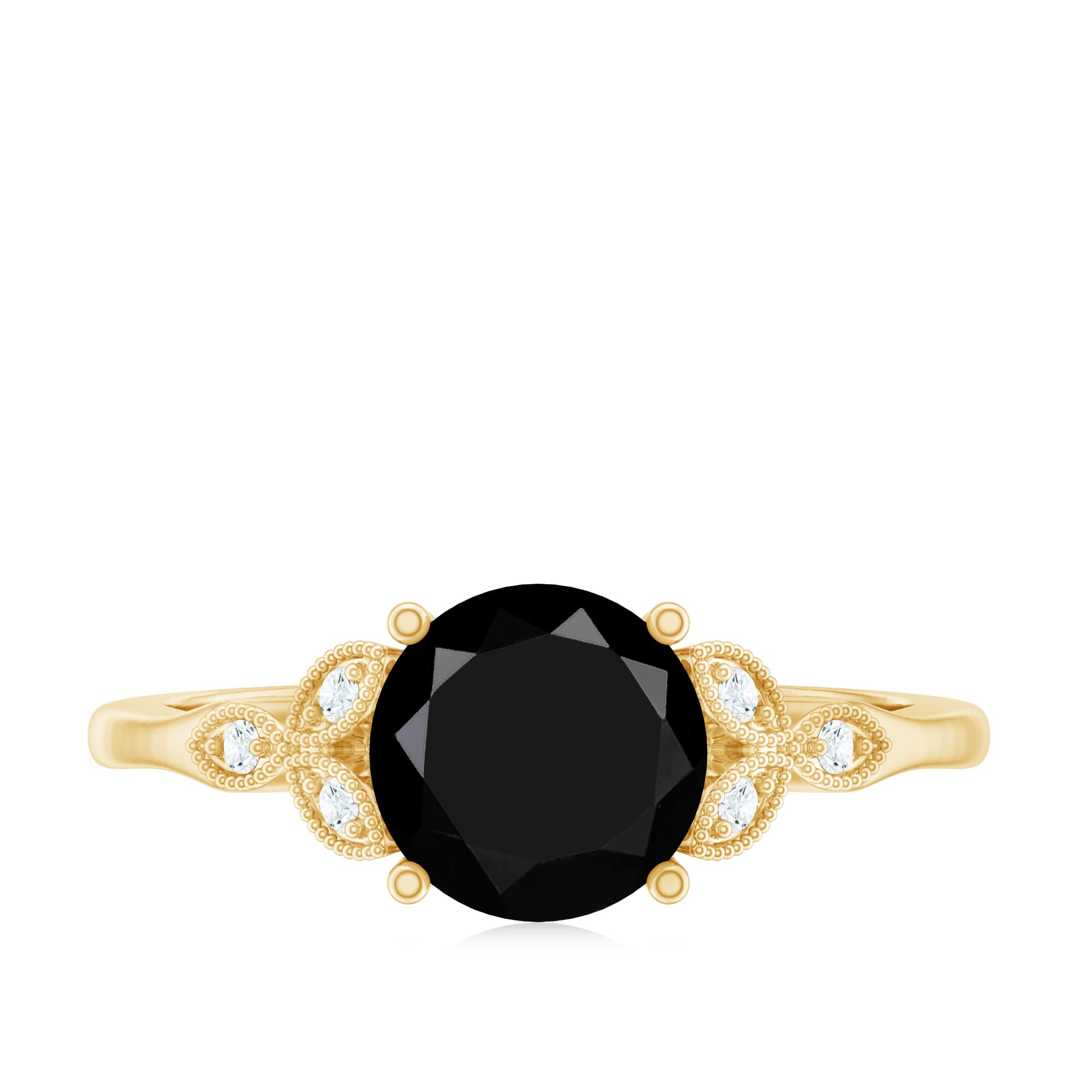 Certified 2 Carat Lab Grown Black Diamond Solitaire Engagement Ring with White Diamond AAAA ( Synthetic ) - Rosec Jewels