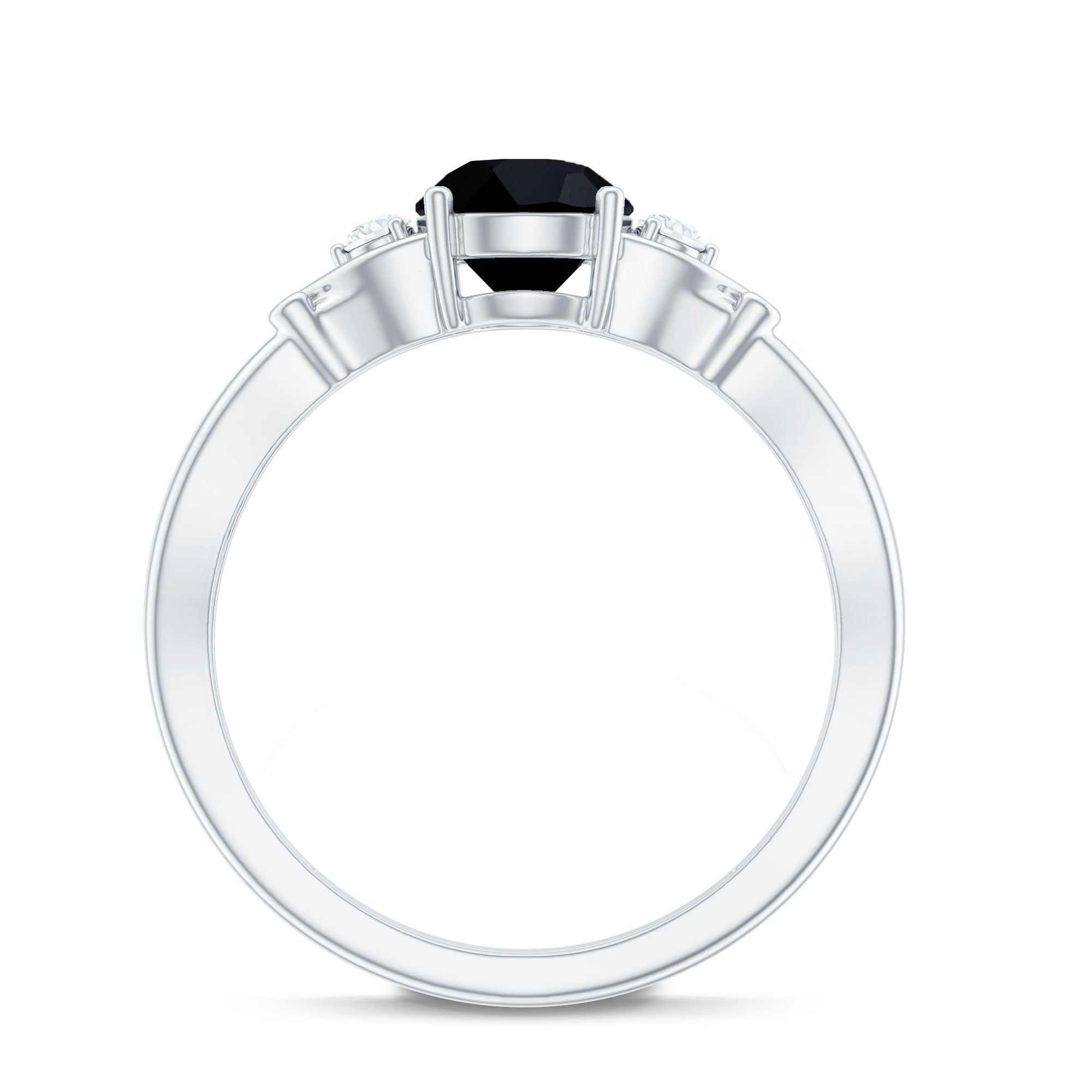 Certified 1.3 Carat Lab Grown Black Diamond Engagement Ring with White Diamond AAAA ( Synthetic ) - Rosec Jewels