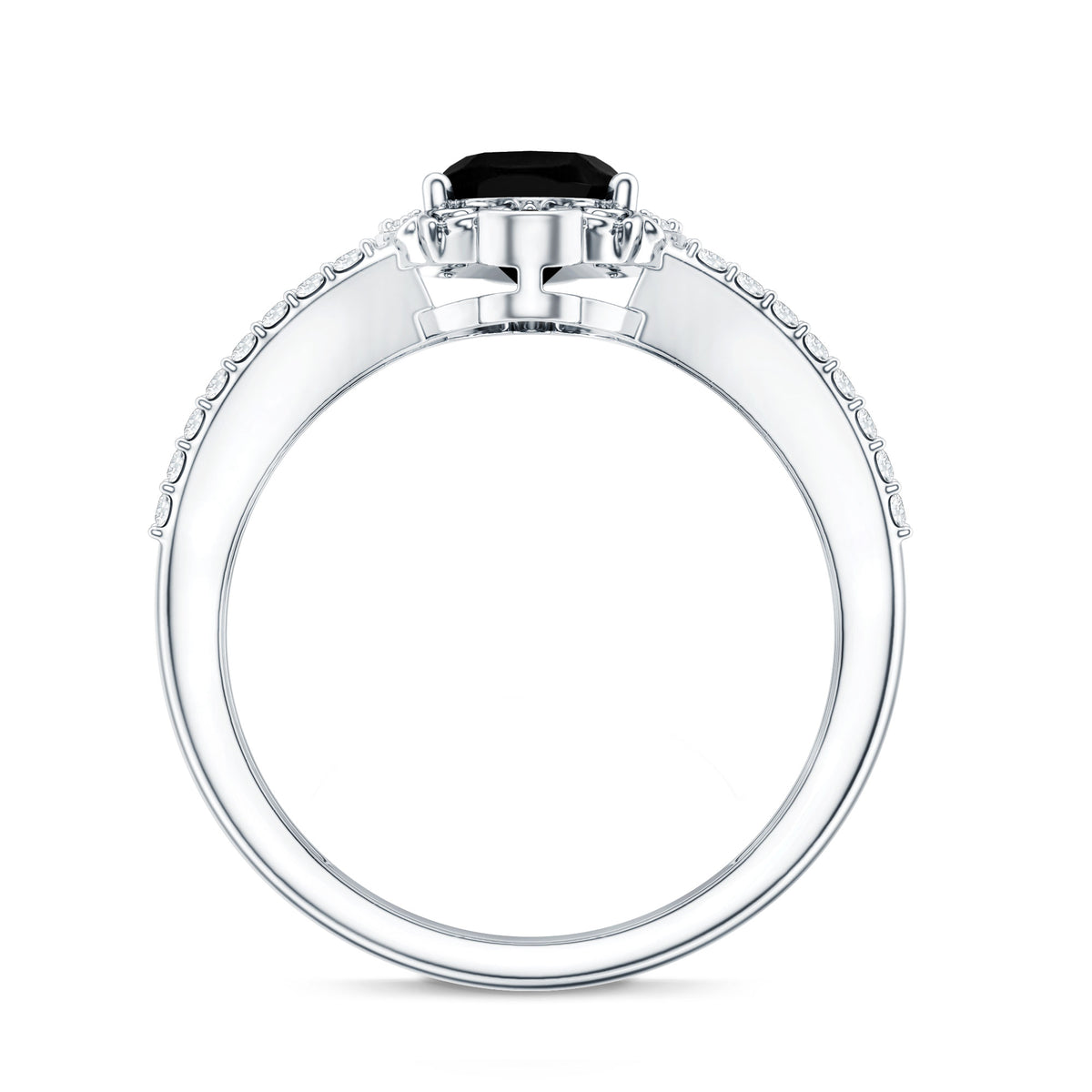 Vintage Style 1.9 Carat Lab Grown Black Diamond Oval Engagement Ring with Diamond Halo AAAA ( Synthetic ) - Rosec Jewels