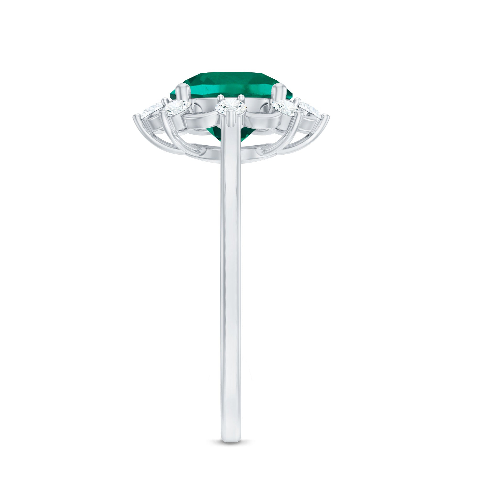 Lab Grown Emerald Designer Flower Engagement Ring AAAA - Rosec Jewels