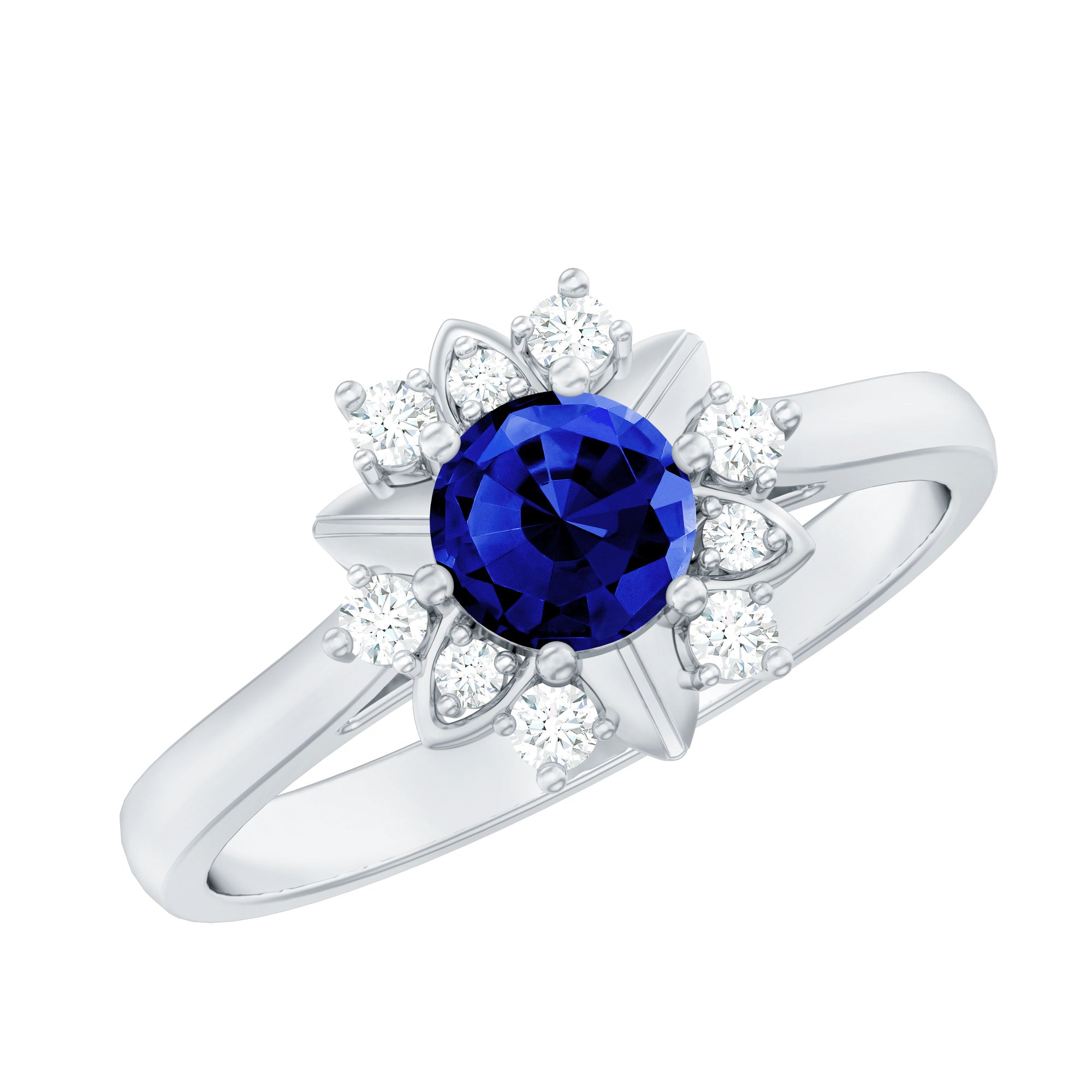 Certified Lab Grown Blue Sapphire Minimalist Ring With Diamond