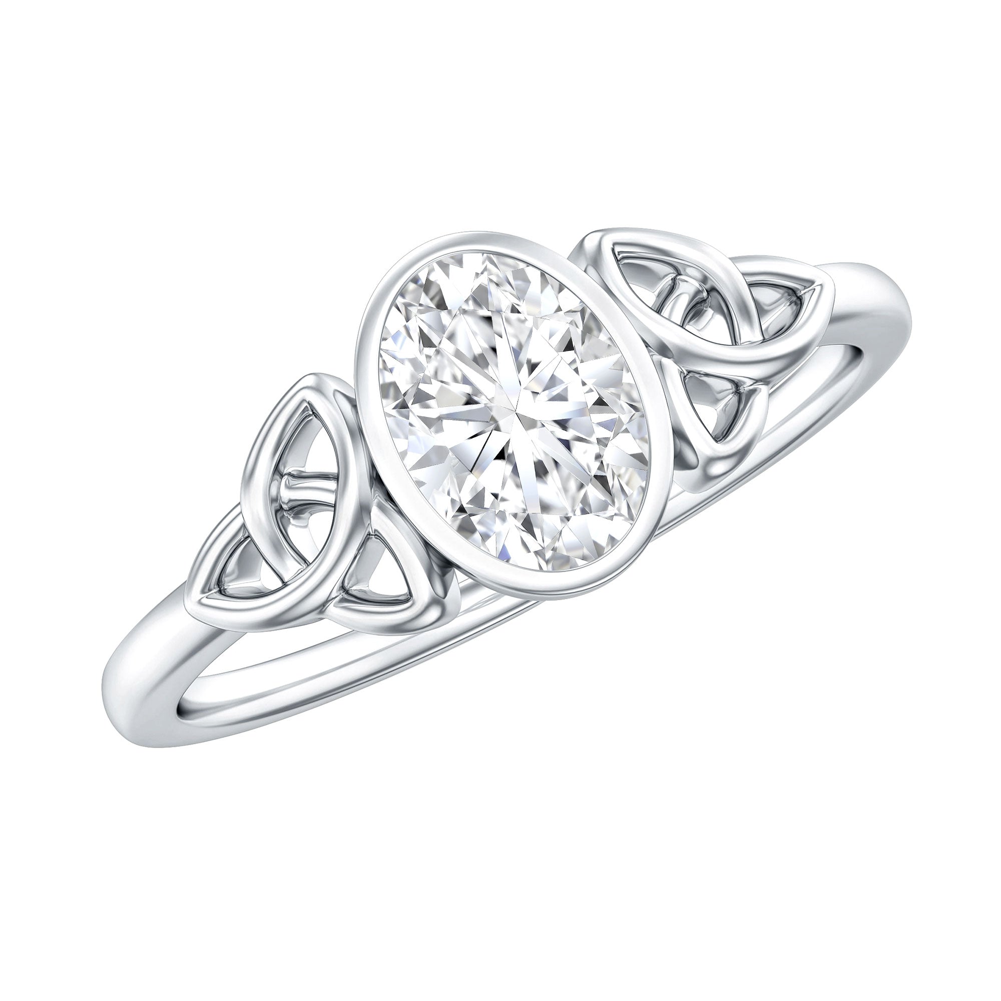 5X7 MM Oval Lab Grown Diamond Celtic Knot Engagement Ring