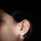 Round Moissanite Flower Cartilage Earring D-VS1 - Rosec Jewels