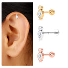 Pear and Round Moissanite Dainty Tragus Earring D-VS1 - Rosec Jewels