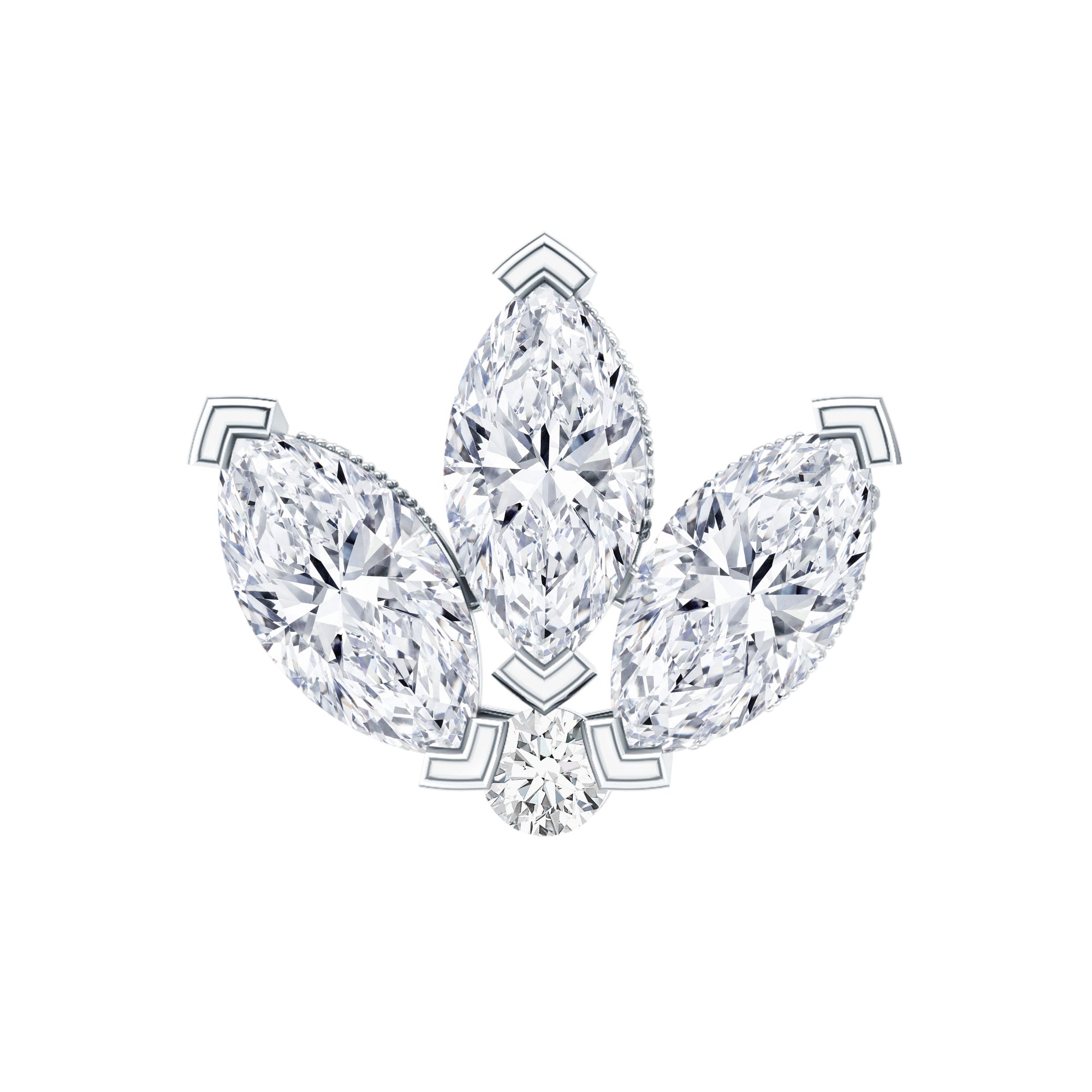 Certified Moissanite Marquise Lotus Piercing Stud D-VS1 - Rosec Jewels
