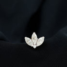 Marquise Moissanite Lotus Gold Flower Cartilage Earring Moissanite - ( D-VS1 ) - Color and Clarity - Rosec Jewels