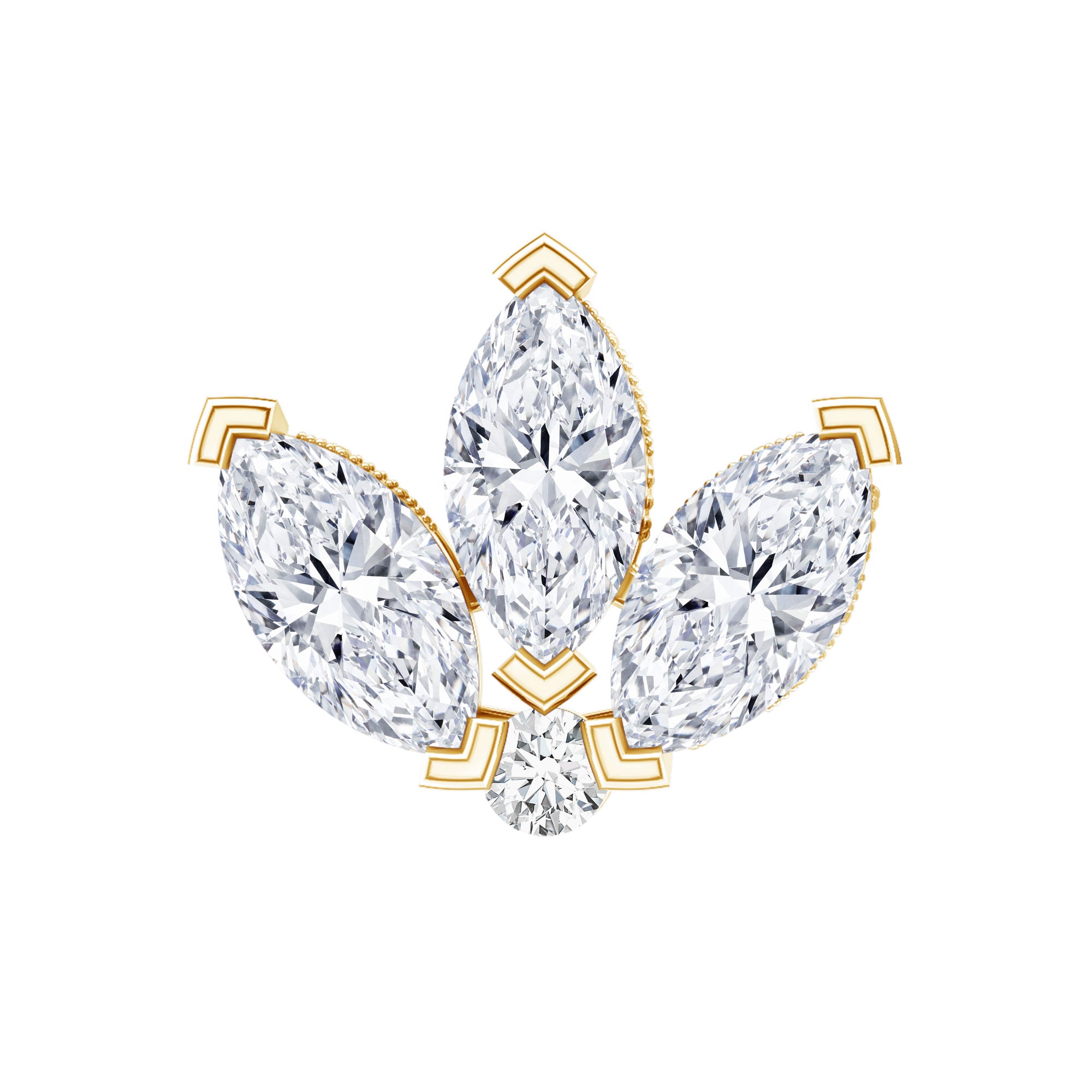 Certified Moissanite Marquise Lotus Piercing Stud D-VS1 - Rosec Jewels