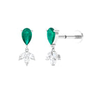 Pear Cut Emerald and Moissanite Dangle Earring Emerald - ( AAA ) - Quality - Rosec Jewels