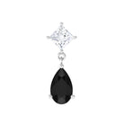 Pear Shape Black Onyx and Diamond Dangling Helix Earring AAA - Rosec Jewels