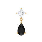 Pear Shape Black Onyx and Diamond Dangling Helix Earring AAA - Rosec Jewels