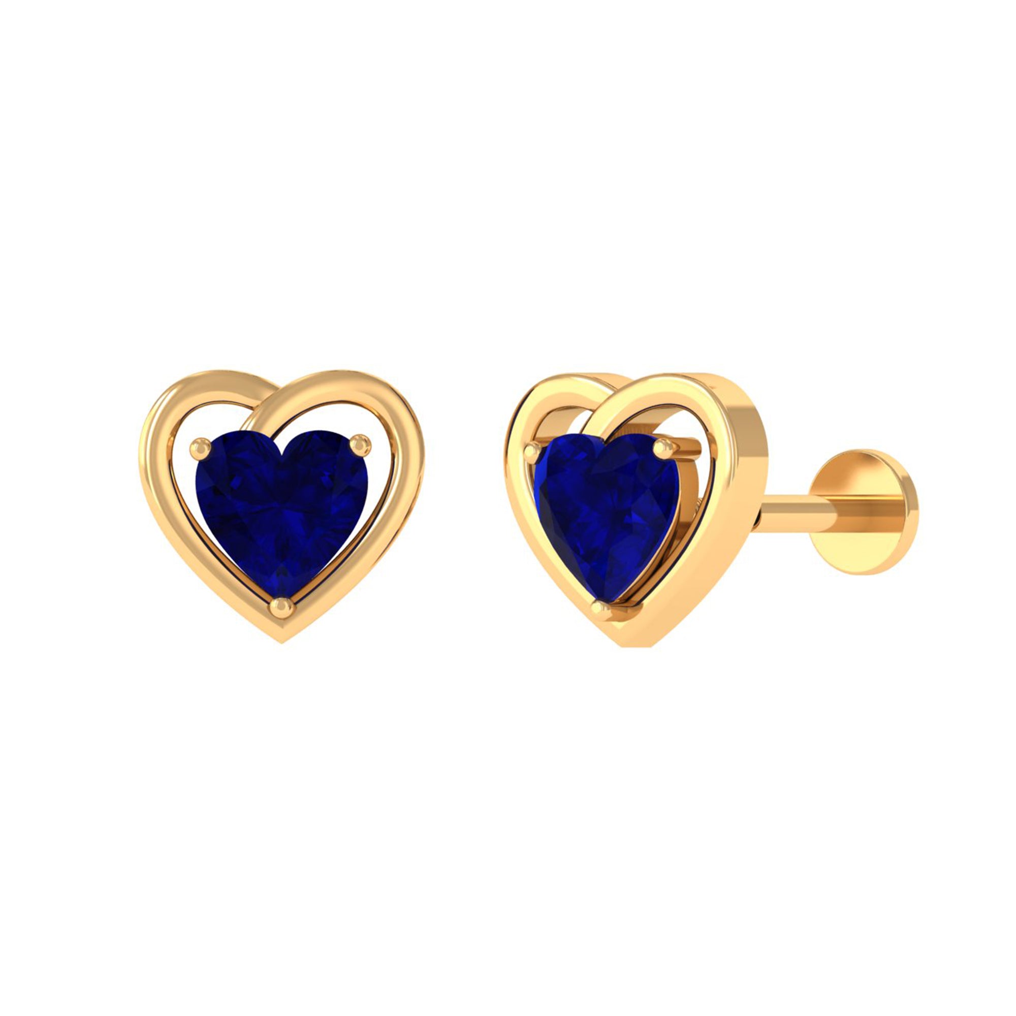 Rosec Jewels-Heart Shape Sapphire Earring for Upper Lobe Piercing