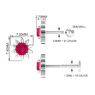 Rosec Jewels-Red Ruby Flower Earring for Cartilage Piercing