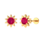 Rosec Jewels-Red Ruby Flower Earring for Cartilage Piercing