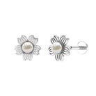 Rosec Jewels-Real Freshwater Pearl Solitaire Flower Earring