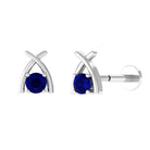 Rosec Jewels-Minimal Blue Sapphire Solitaire Earring for Helix Piercing
