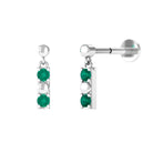 Rosec Jewels-Simple Emerald Bar Drop Earring for Cartilage Piercing