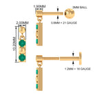 Rosec Jewels-Simple Emerald Bar Drop Earring for Cartilage Piercing