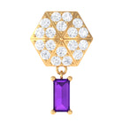 Baguette Amethyst Cartilage Drop Earring with Diamond AAA - Rosec Jewels