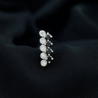 Minimal Black Onyx and Diamond Bar Cartilage Earring AAA - Rosec Jewels