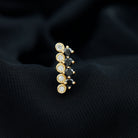 Minimal Black Onyx and Diamond Bar Cartilage Earring AAA - Rosec Jewels