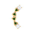 Round Cut Diamond Crawler Helix Earring with Green Enamel Natural - ( HI-SI ) - Rosec Jewels