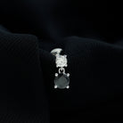 Round Black Onyx and Diamond Helix Drop Earring AAA - Rosec Jewels