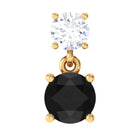 Round Black Onyx and Diamond Helix Drop Earring AAA - Rosec Jewels