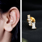 Moissanite Unique Bar Earring for Tragus Piercing D-VS1 - Rosec Jewels