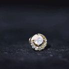 Ethiopian Opal and Diamond Circle Cartilage Earring AAA - Rosec Jewels