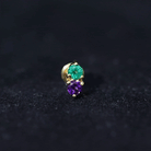 Real Amethyst and Emerald Earring for Helix Piercing AAA - Rosec Jewels