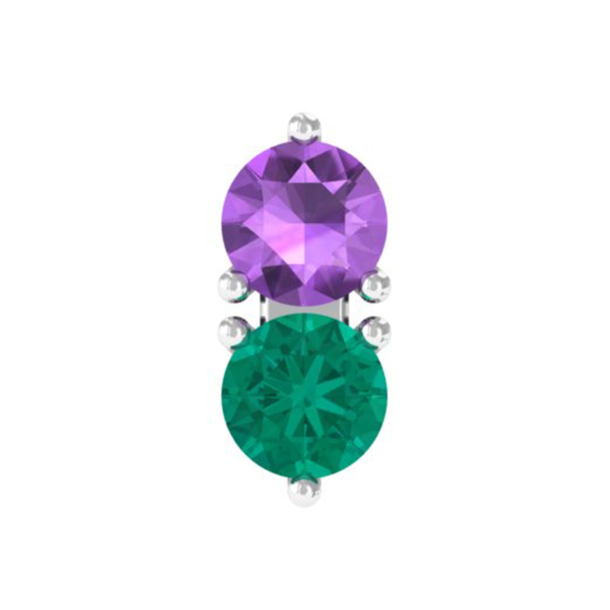 Real Amethyst and Emerald Earring for Helix Piercing AAA - Rosec Jewels