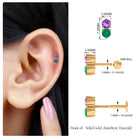 Real Amethyst and Emerald Earring for Helix Piercing AAA - Rosec Jewels
