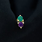 Real Amethyst and Emerald Earring for Helix Piercing AAA - Rosec Jewels