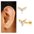 Certified Moissanite Fishtail Earring for Cartilage Piercing D-VS1 - Rosec Jewels