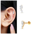Marquise Moissanite Leaf Earring for Helix Piercing D-VS1 - Rosec Jewels