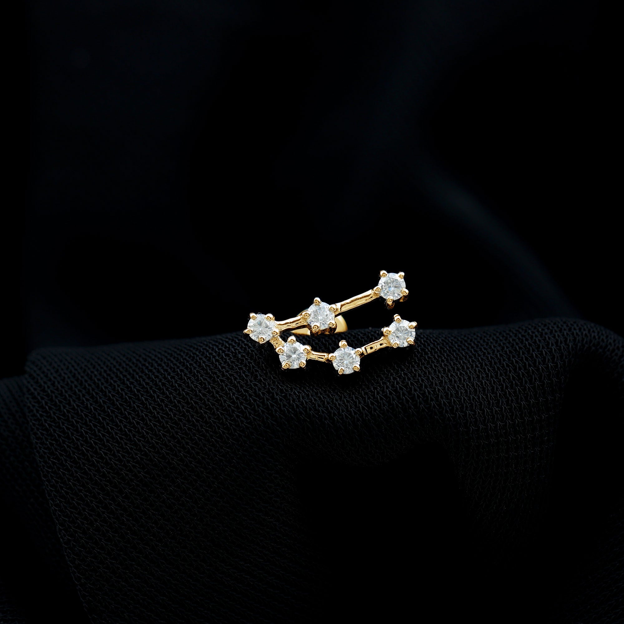 Certified Moissanite Capricorn Zodiac Ear Crawler Earring D-VS1 - Rosec Jewels