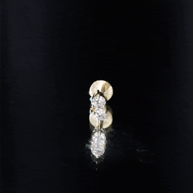 Minimalist Moissanite 2 Stone Earring for Tragus Piercing D-VS1 - Rosec Jewels