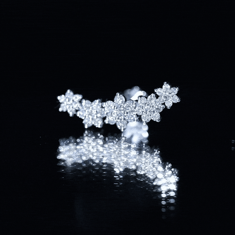 Exquisite Moissanite Flower Inspired Crawler Earring D-VS1 - Rosec Jewels