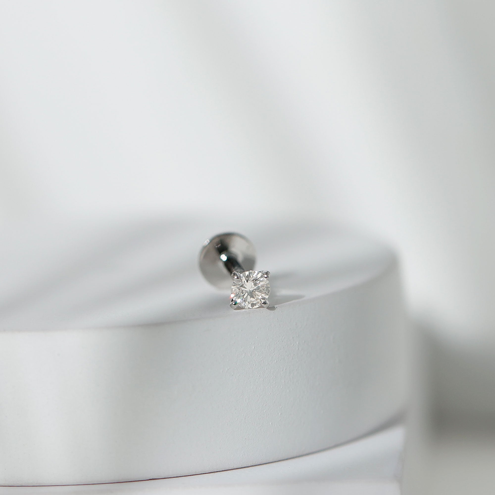 Minimalist Peg Head Set Diamond Nose Pin Stud Natural - ( HI-SI ) - Rosec Jewels