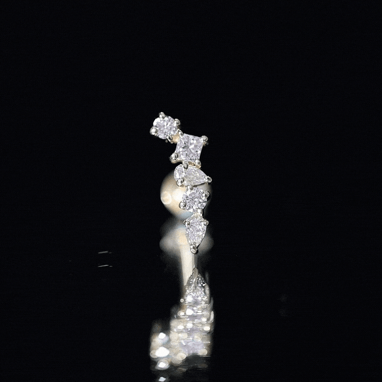 Unique Diamond Crawler Earring for Helix Piercing Natural - ( HI-SI ) - Rosec Jewels