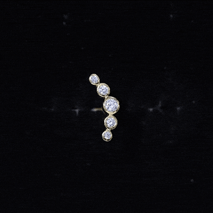 Graduated Diamond Ear Climber Earring in Bezel Setting Natural - ( HI-SI ) - Rosec Jewels