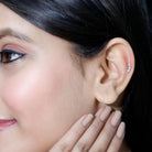 Rosec Jewels-Simple Diamond Curved Helix Earring with Flat Back