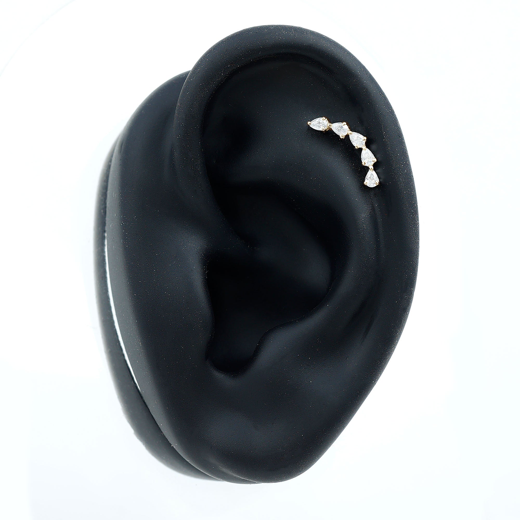 Pear Shape Diamond Crawler Earring for Cartilage Piercing Natural - ( HI-SI ) - Rosec Jewels
