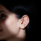 Certified Diamond Flower Crawler Cartilage Earring Natural - ( HI-SI ) - Rosec Jewels