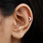 Round Cut Diamond Crescent Moon Cartilage Earring Natural - ( HI-SI ) - Rosec Jewels